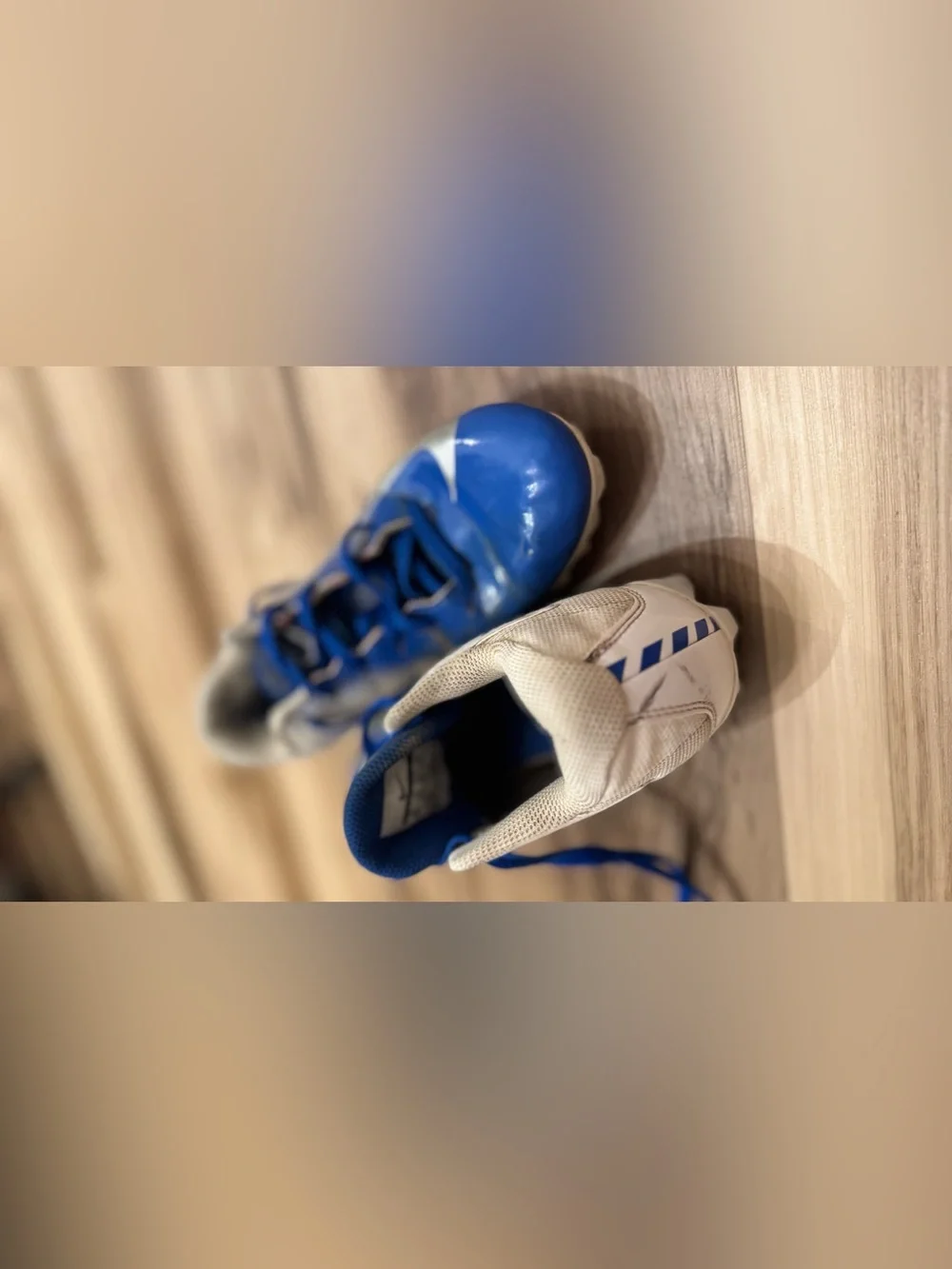 Nike Blue, White, and Black Kids football Cleats size 6